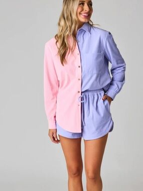 Buddy Love Two-Tone Pink & Lavender Lounge Shirt and Shorts Set
